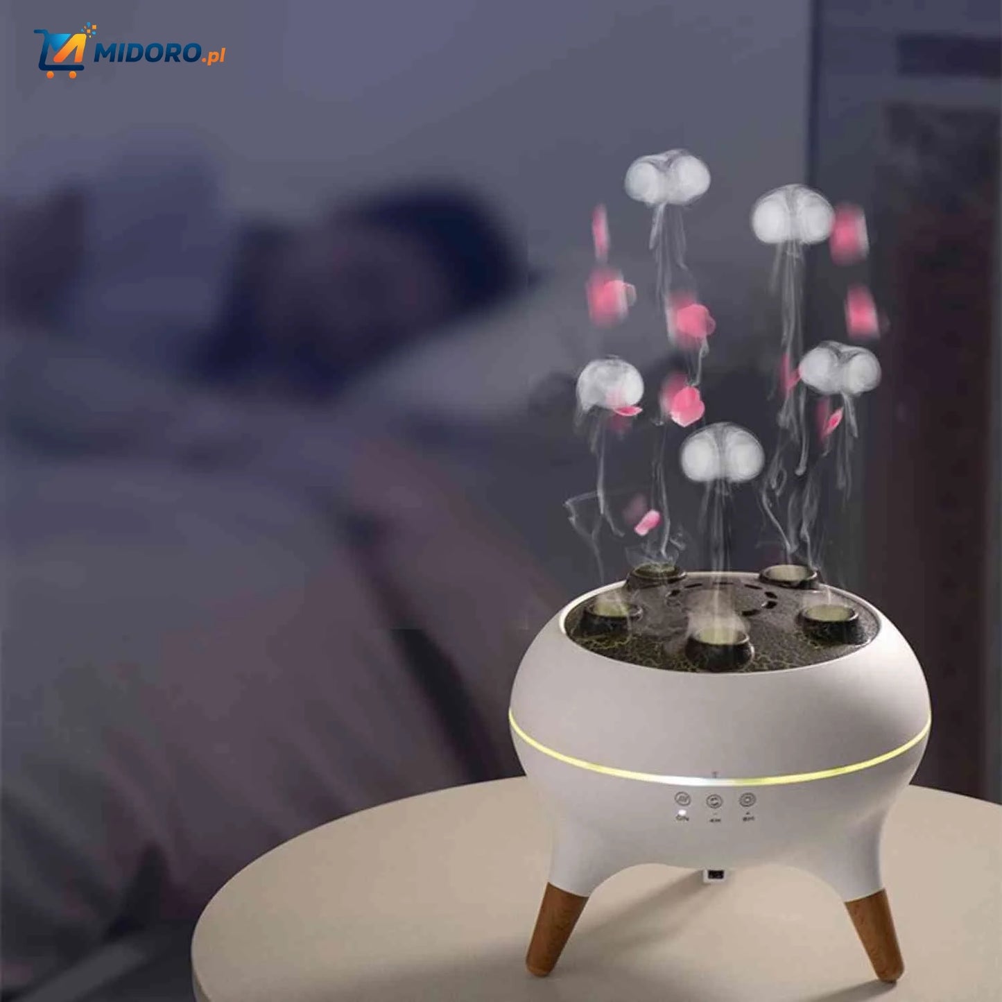 Flamora™ Dyfuzor Meduz | Vlamlicht, Aromatyczna Mgła i Stylowe Drewniane Wzornictwo