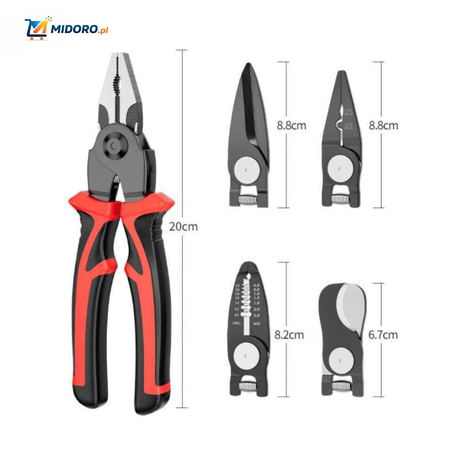 ProTool™ 6-w-1 | Zestaw wielofunkcyjny – Szczypce, Ściągacz do drutu, Klucz nasadowy!
