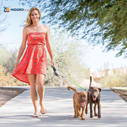 TweeTrek™ Smycz dla psów | Automatyczna, Wciągana & Dla 2 Psów