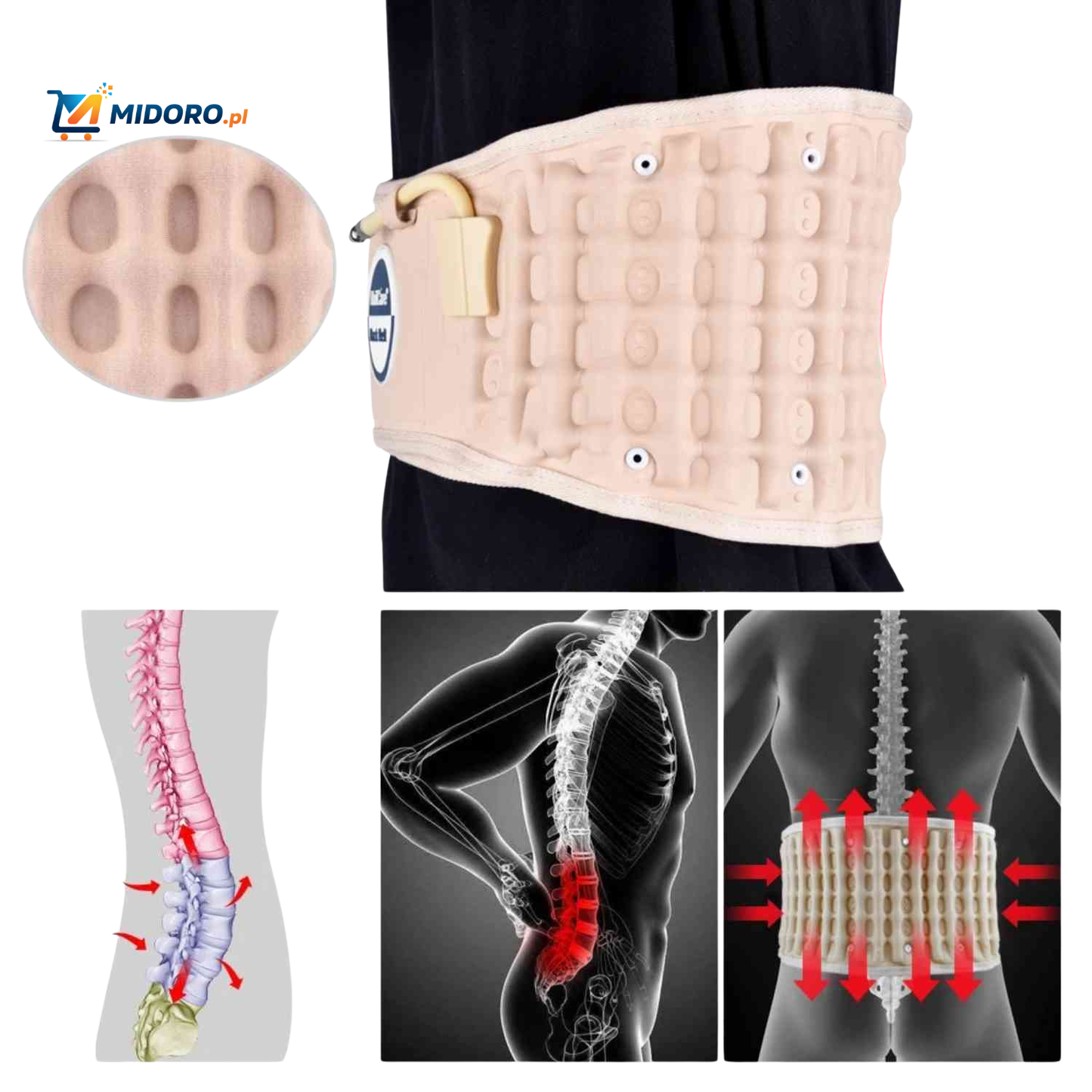 SpineRelief™ Pas | Inflacyjny, Uśmierzanie Bólu Pleców i Wsparcie