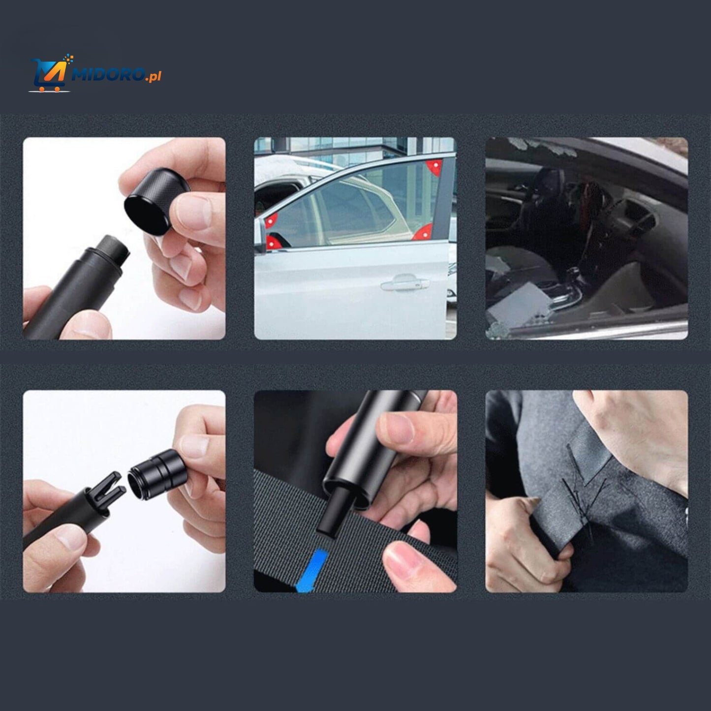 Safekey™ Pro | Nowa Wersja, 3-w-1 Narzędzie Ratunkowe | Łamacza Szyb & Noż do Pasa - 1+1 GRATIS