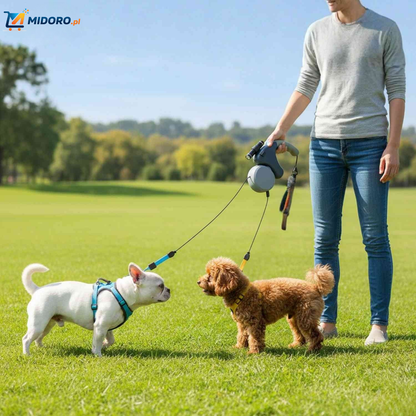 TweeTrek™ Smycz dla psów | Automatyczna, Wciągana & Dla 2 Psów