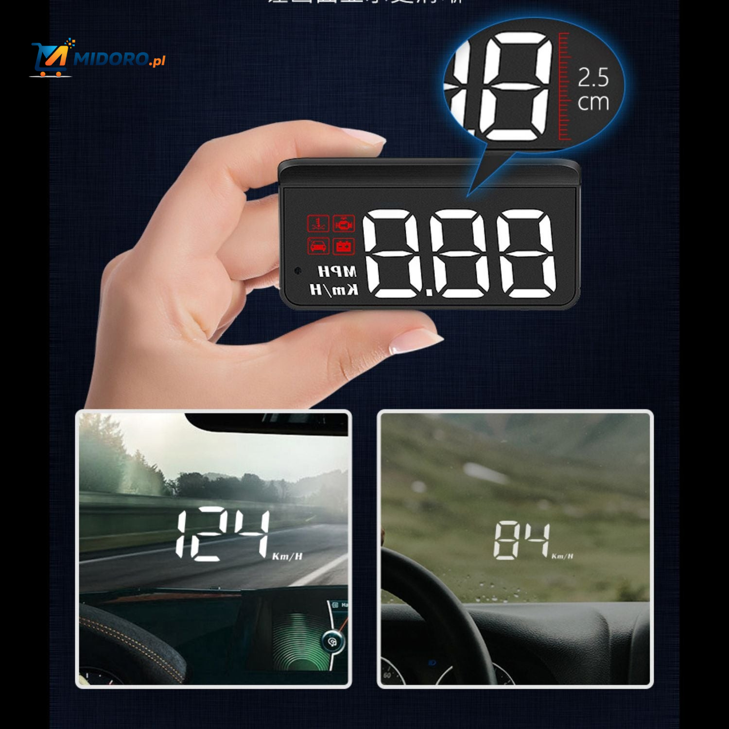 Visiopro™ M3 HUD | Wyświetlacz Head-Up, Wsparcie OBD i Łatwy w Użyciu!