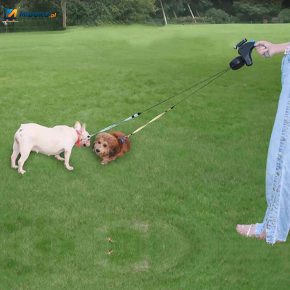 TweeTrek™ Smycz dla psów | Automatyczna, Wciągana & Dla 2 Psów