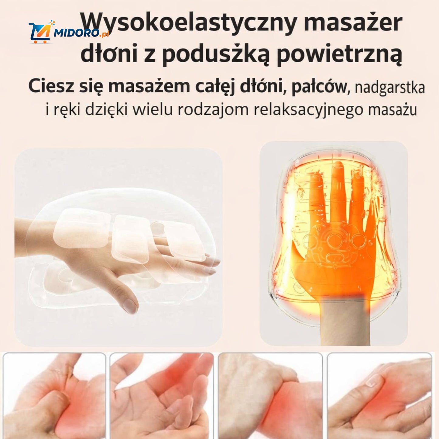 Palmex™ Masażer Rąk | Poduszki Powietrzne, Ciepło & Ulga w Stawach