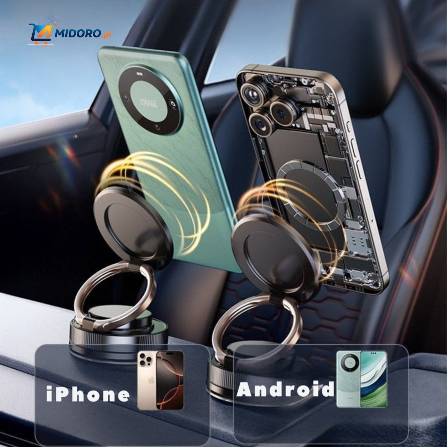 Magnevo™ Uchwyt na telefon | Obrót 360°, MagSafe i kompaktowy