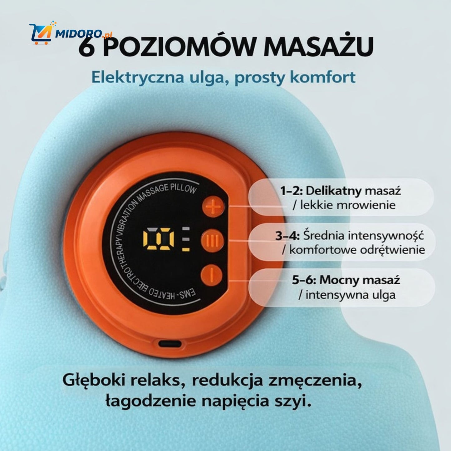 NeckEase™ Poduszka Masująca | Masaż Knetowy, EMS i Terapia Ciepłem