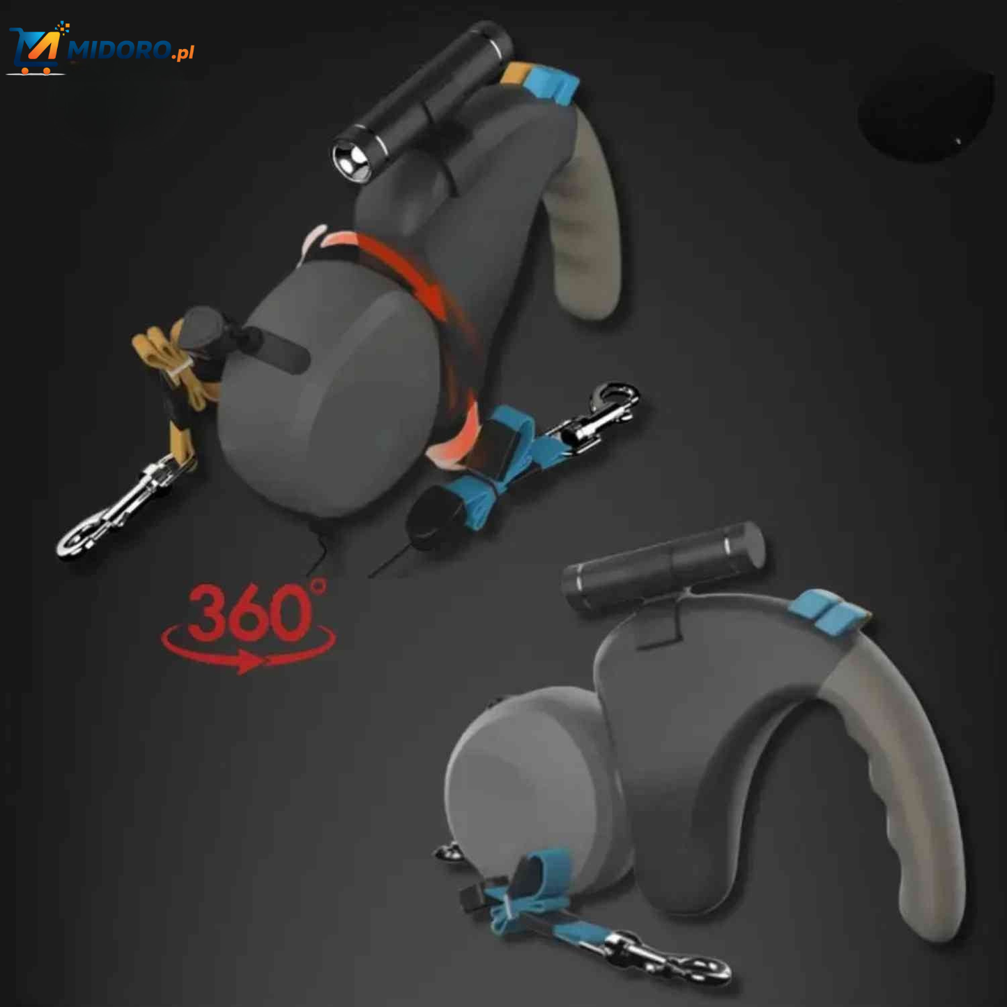 TweeTrek™ Smycz dla psów | Automatyczna, Wciągana & Dla 2 Psów