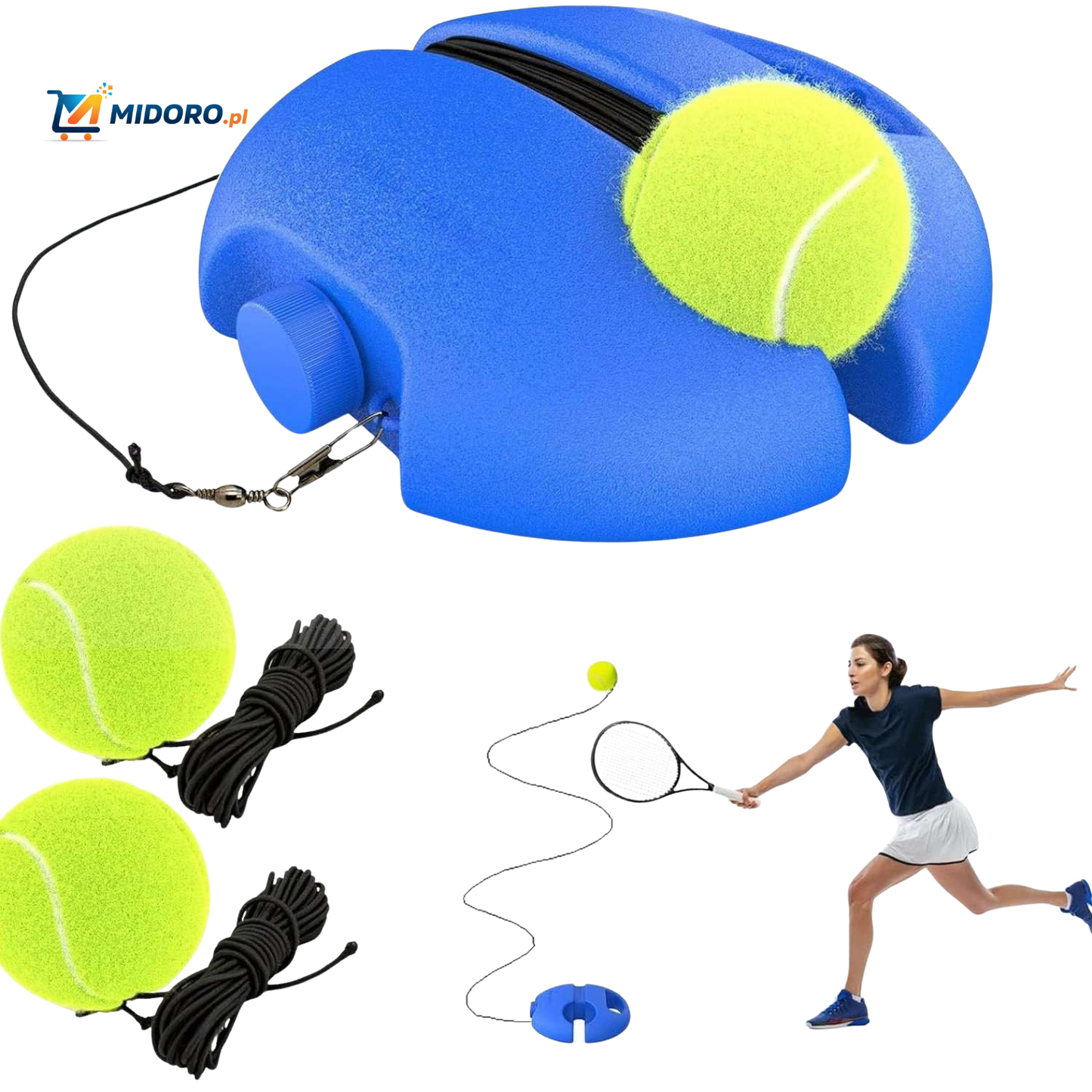 TennisPro™ Trener | Ćwiczenia solo, elastyczny kabel i trwały design