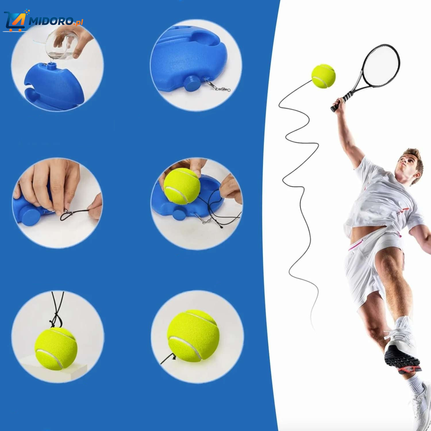 TennisPro™ Trener | Ćwiczenia solo, elastyczny kabel i trwały design