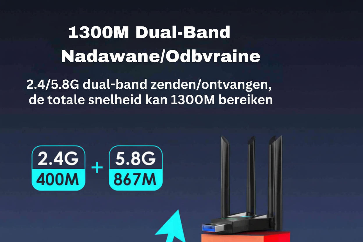 AeroLink™ Adapter Wifi | 5G Dual-Band, 1300M Szybkość i Zasięg Przez Ściany