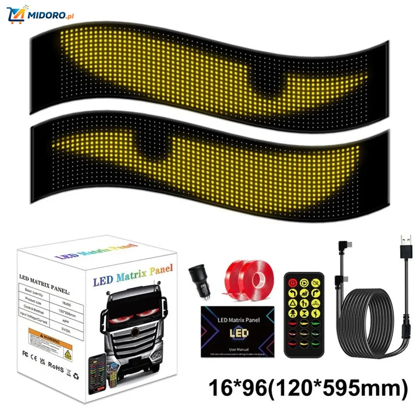 DriveFlex™ Matryca LED | Diabelskie Oczy, Teksty i Animacje przez Aplikację + Pilot