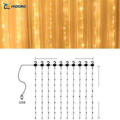 GlowStrand™ LED Zasłona | USB, Wodoodporna, Kolorowa i Z Pilotem!