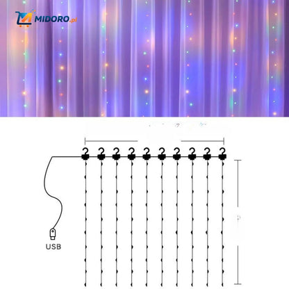 GlowStrand™ LED Zasłona | USB, Wodoodporna, Kolorowa i Z Pilotem!