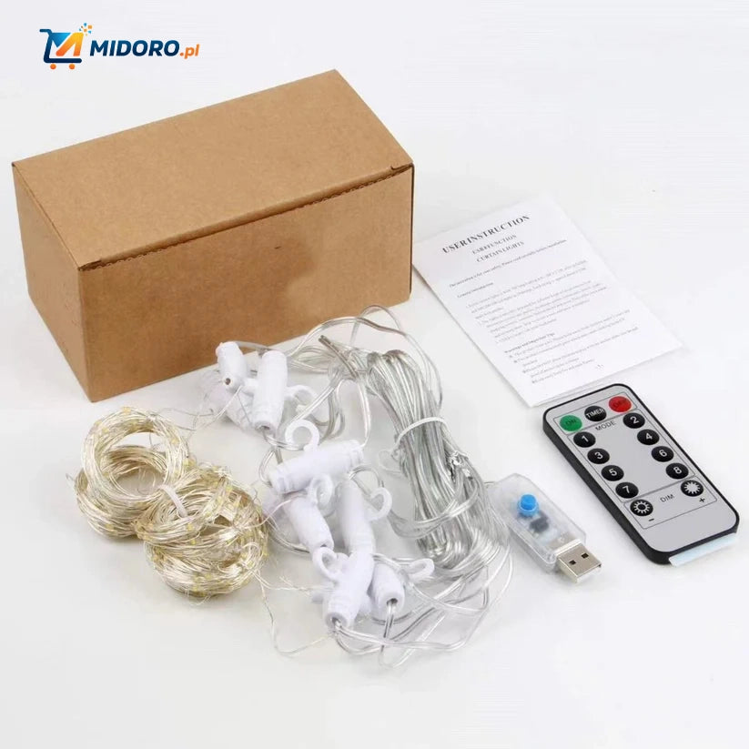 GlowStrand™ LED Zasłona | USB, Wodoodporna, Kolorowa i Z Pilotem!