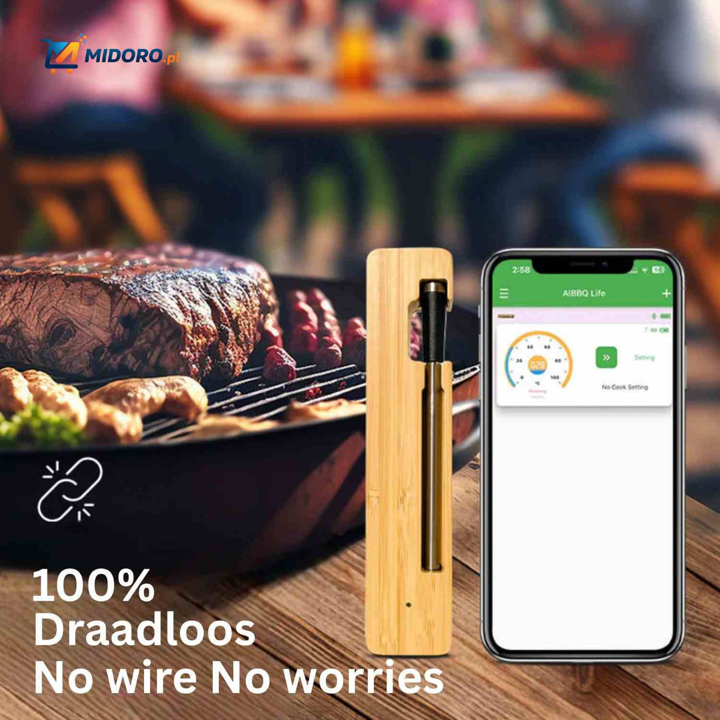 GrillGuard™ Thermo | Bezprzewodowy, Wodoodporny & Idealnie Upieczone Mięso!