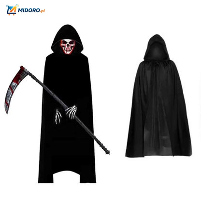 Grimora™ Zestaw | Halloweenowy Płaszcz, Maska Szkieletu i Akcesoria Sierpowe