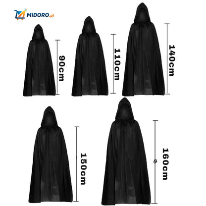 Grimora™ Zestaw | Halloweenowy Płaszcz, Maska Szkieletu i Akcesoria Sierpowe