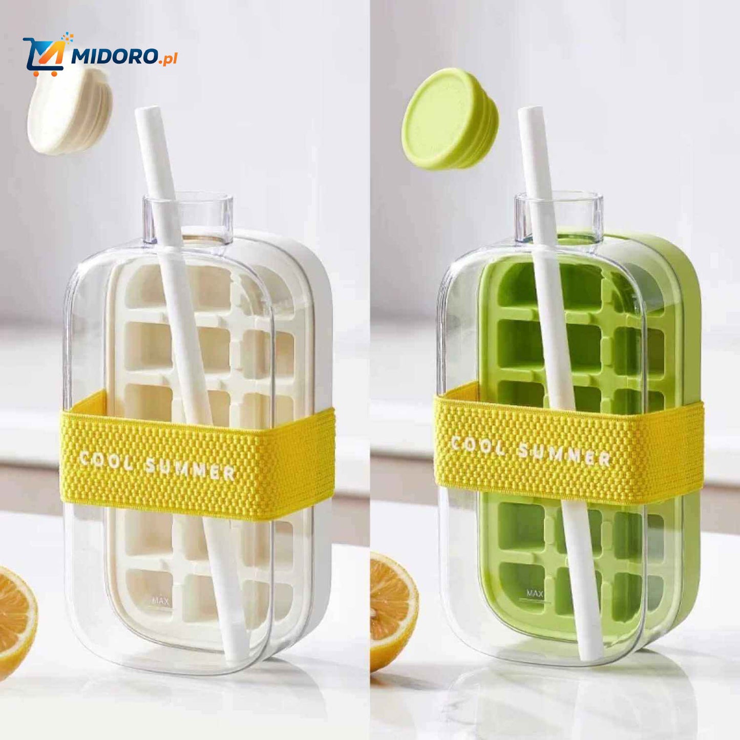 IceNova™ Flesbeker | 2-w-1 Wytwornica Lodu i Butelka Wody, Przenośna i Wygodna