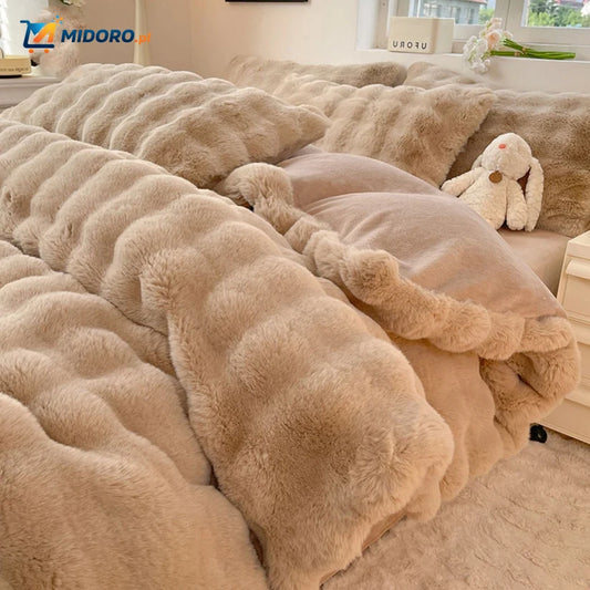 SnuggleBunny™ Zestaw Pluszowy | 4-częściowy Zestaw Pościeli Super Miękki i Wygodny