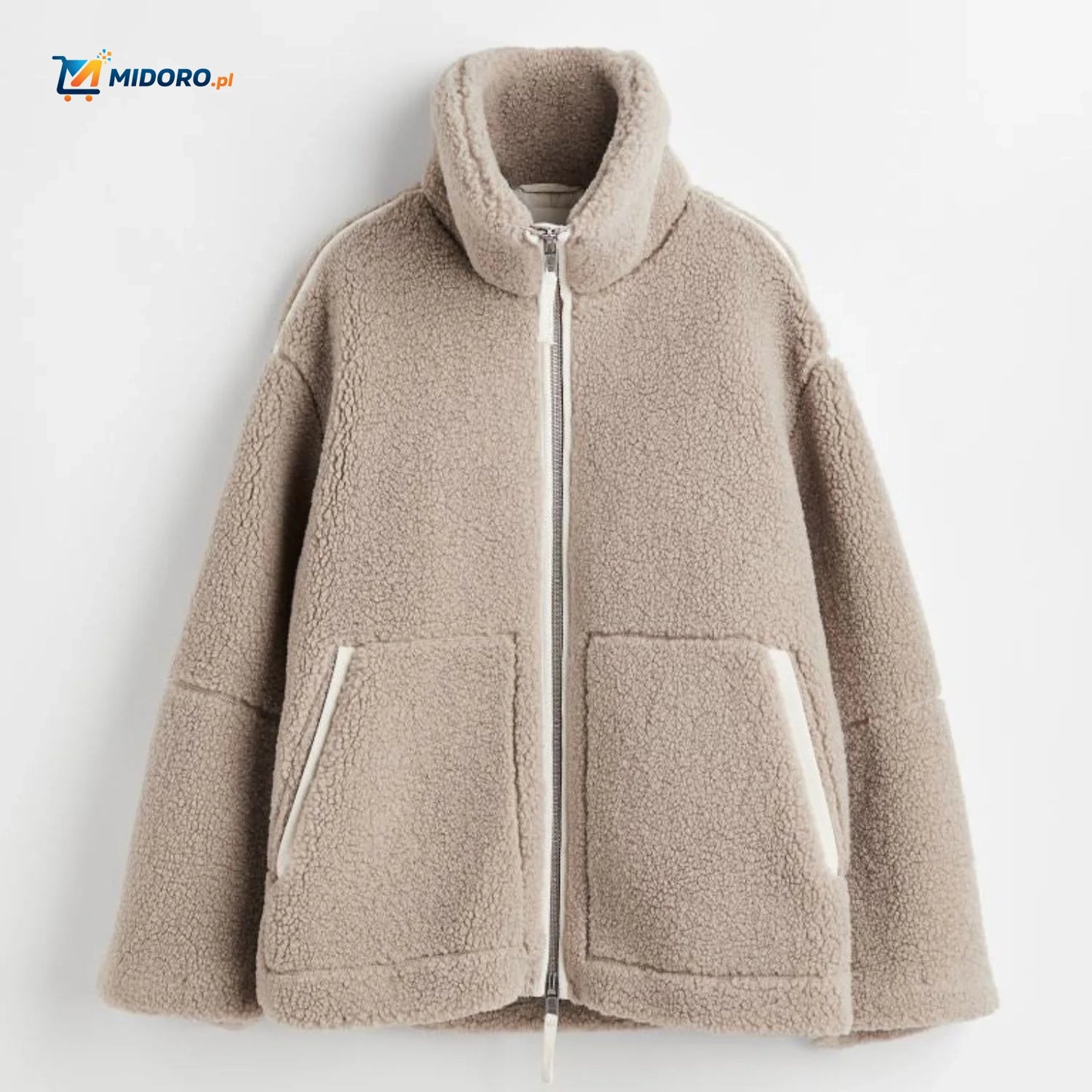 CozyLuxe™ Teddy Wełniana Kurtka | Luksusowy Komfort z Wysokim Kołnierzem i Miękką Wełną Jagnięcą