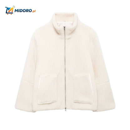 CozyLuxe™ Teddy Wełniana Kurtka | Luksusowy Komfort z Wysokim Kołnierzem i Miękką Wełną Jagnięcą