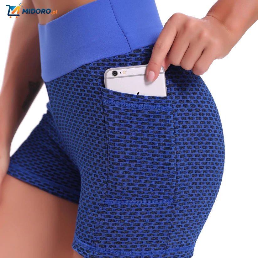 FlexFit™ | Oddychające Spodenki Yoga z Wysokim Stanem Jacquard dla Kobiet, Podnoszące & Wygodne