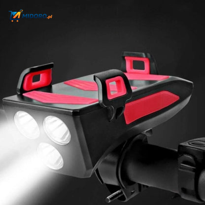 CycloMax™ Gadżet rowerowy | Uchwyt na telefon, powerbank, lampka i klakson