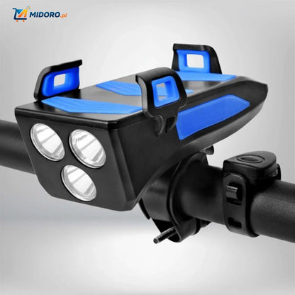 CycloMax™ Gadżet rowerowy | Uchwyt na telefon, powerbank, lampka i klakson