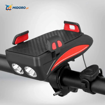 CycloMax™ Gadżet rowerowy | Uchwyt na telefon, powerbank, lampka i klakson