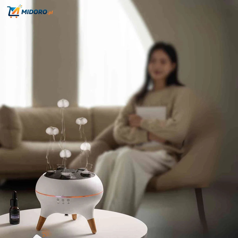 Flamora™ Dyfuzor Meduz | Vlamlicht, Aromatyczna Mgła i Stylowe Drewniane Wzornictwo