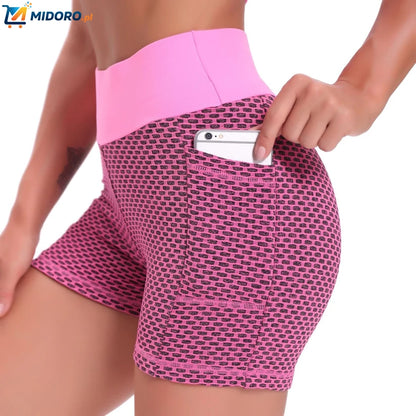 FlexFit™ | Oddychające Spodenki Yoga z Wysokim Stanem Jacquard dla Kobiet, Podnoszące & Wygodne