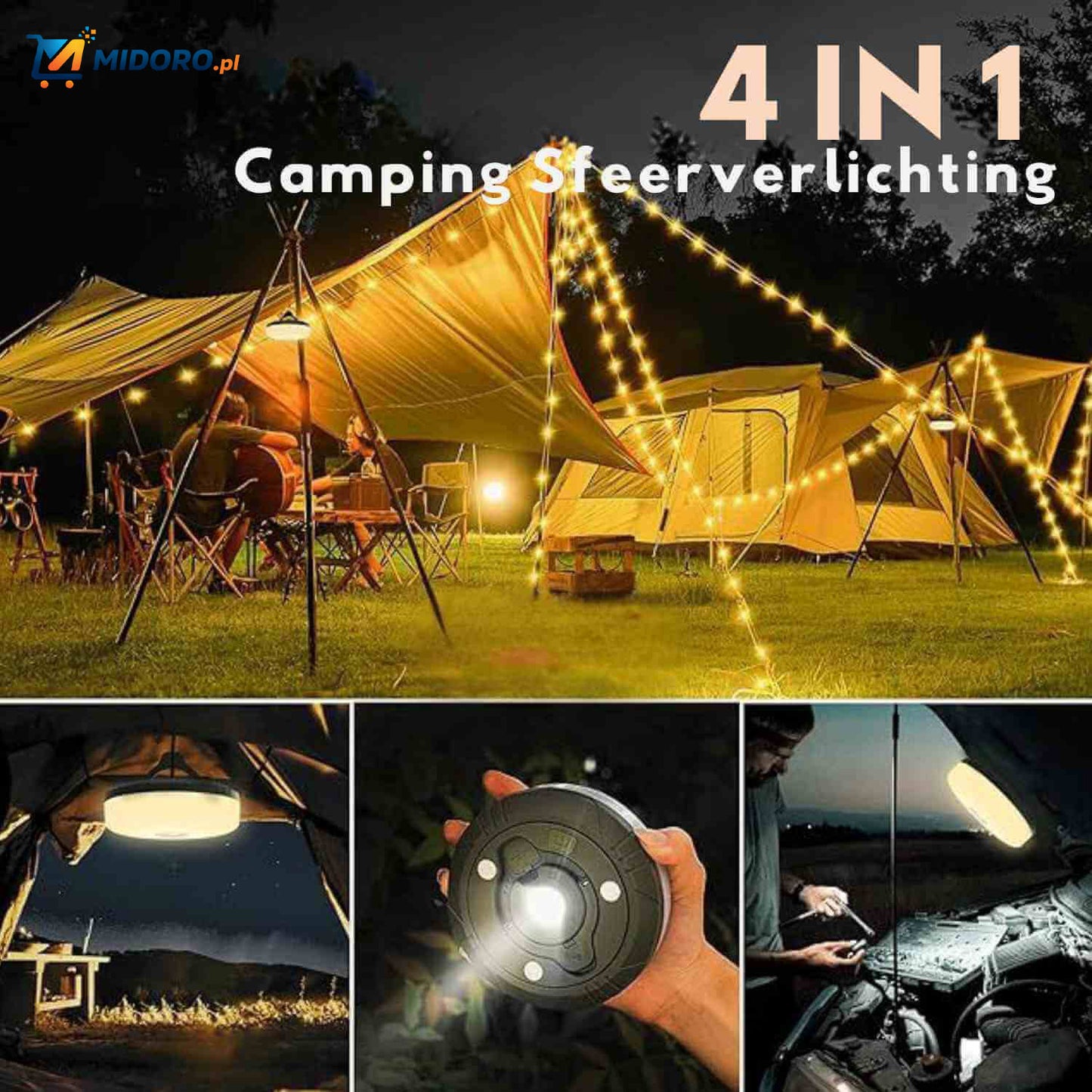 GlowMate™ Lampa | Lampa Nastrojowa, Światło Sznurkowe i Powerbank do Użytku na Zewnątrz