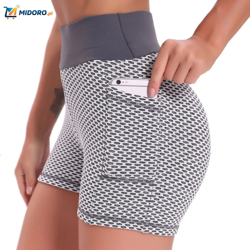 FlexFit™ | Oddychające Spodenki Yoga z Wysokim Stanem Jacquard dla Kobiet, Podnoszące & Wygodne