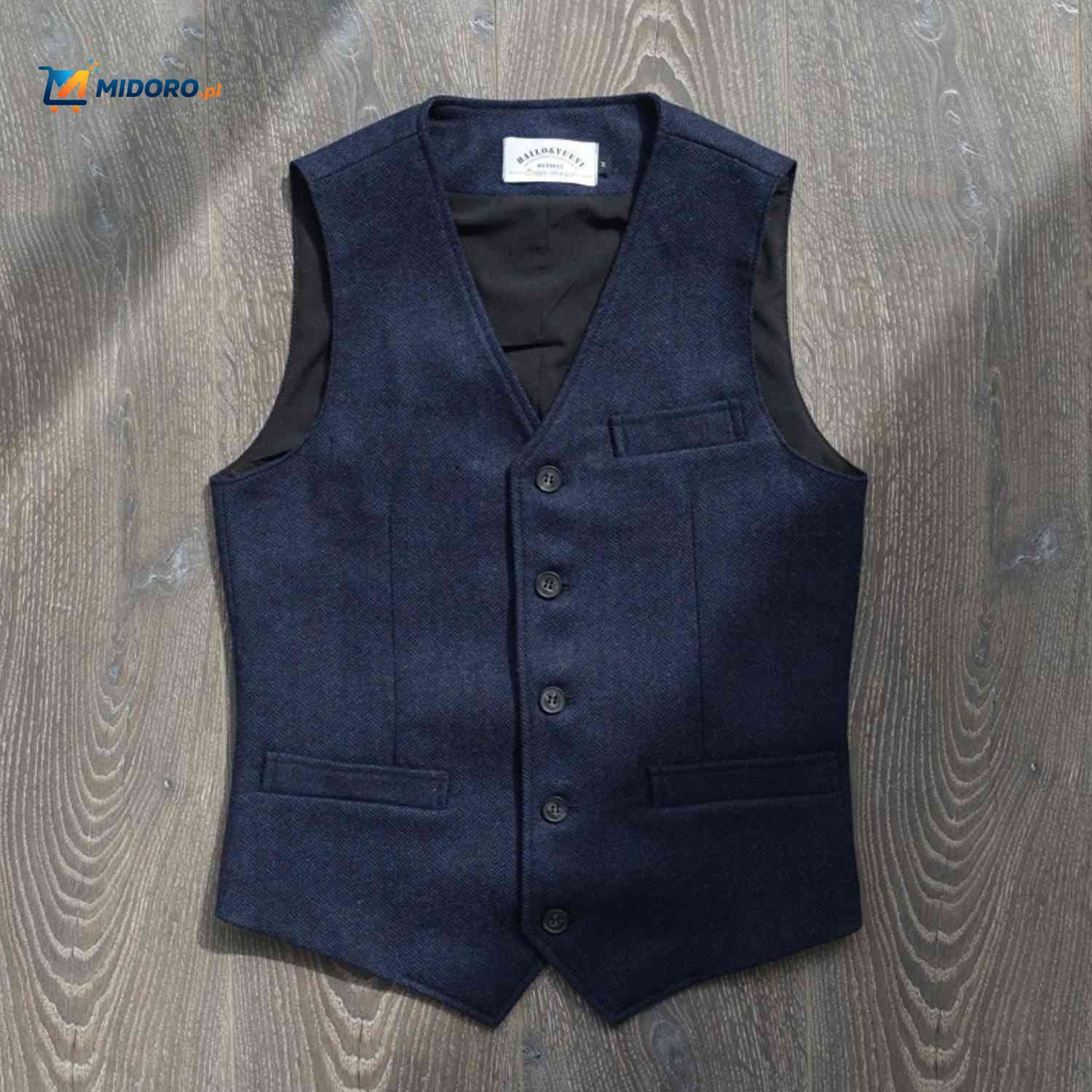 HerringLux™ Kamizelka | Wełniany tweed, wzór w jodełkę, styl brytyjskiego dziedzictwa