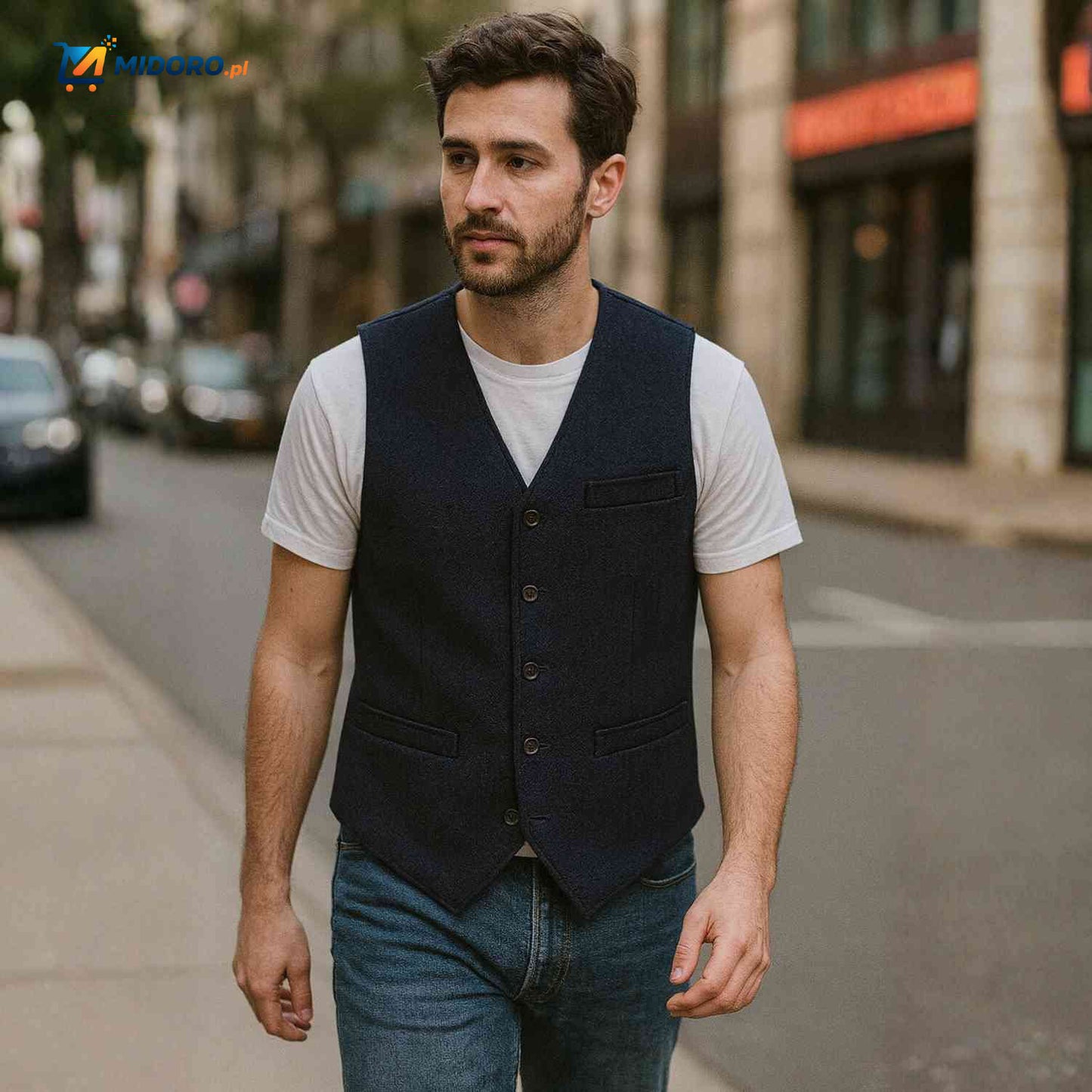 HerringLux™ Kamizelka | Wełniany tweed, wzór w jodełkę, styl brytyjskiego dziedzictwa