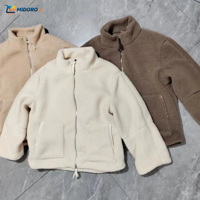 CozyLuxe™ Teddy Wełniana Kurtka | Luksusowy Komfort z Wysokim Kołnierzem i Miękką Wełną Jagnięcą